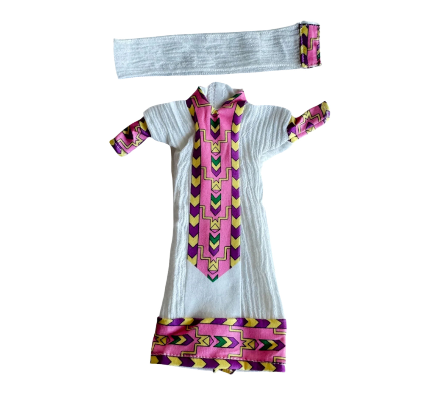Traditional Pink Habesha Doll Dress with Scarf- Elegant Cultural Style