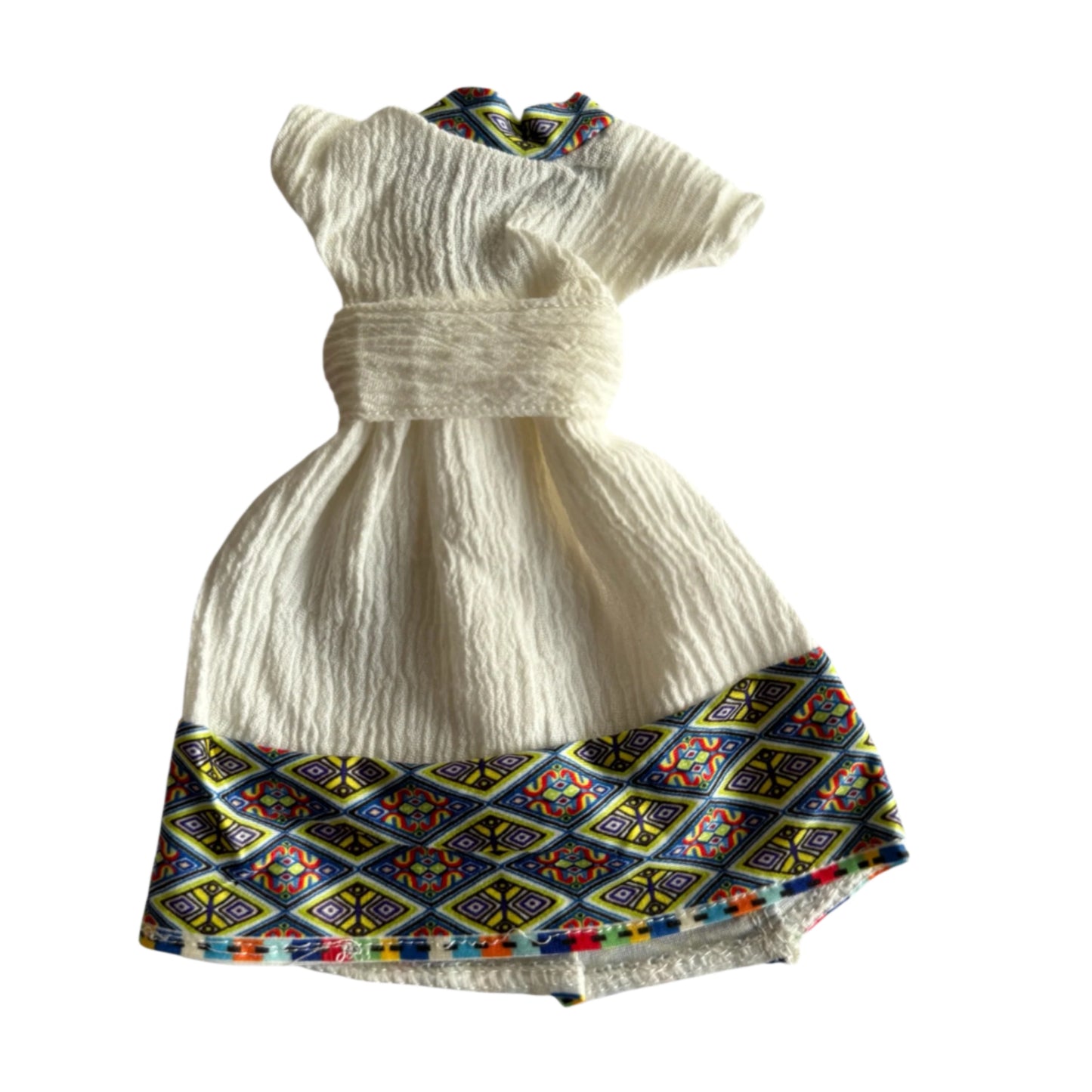 Traditional Vibrant Habesha Doll Dress with Scarf- A Celebration of Culture and Color